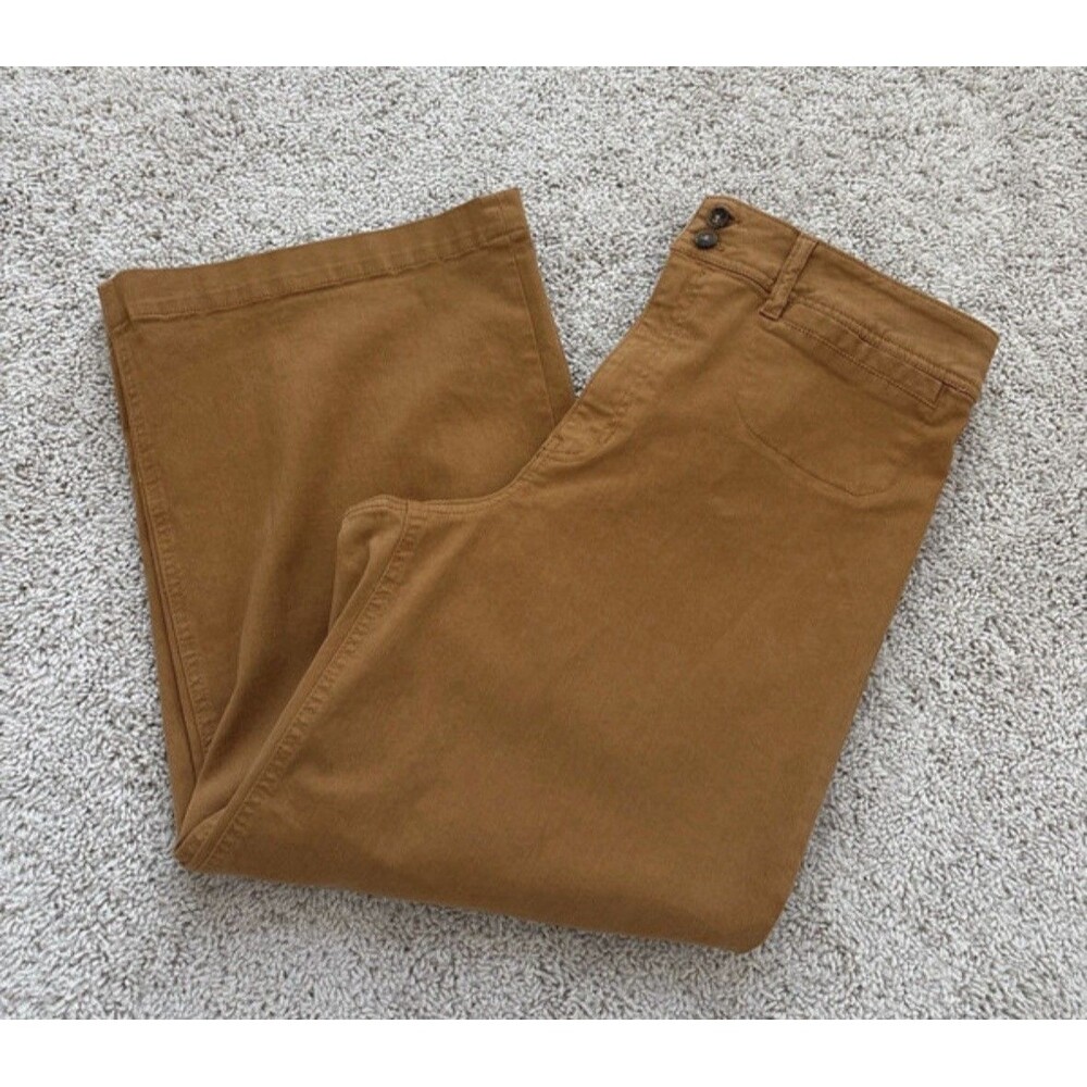 Anthropologie Tgla Cropped Wide Leg Culotte Pants Womens M Brown Twill High Rise